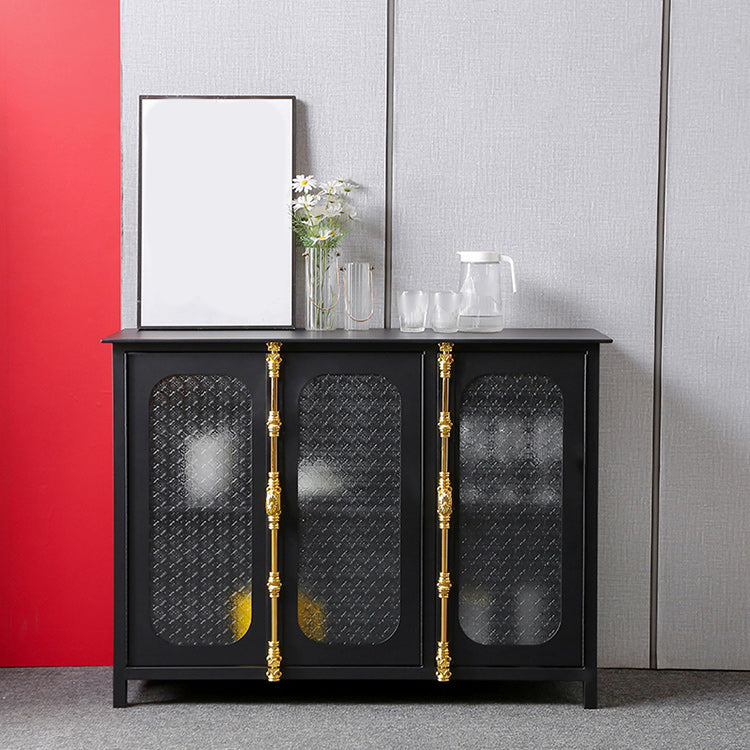 Glam Curio Cabinet Glass Doors Metal Buffet Cabinet with Doors for Living Room