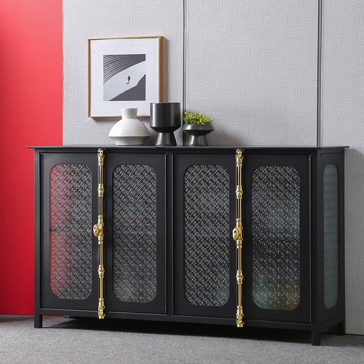 Glam Curio Cabinet Glass Doors Metal Buffet Cabinet with Doors for Living Room