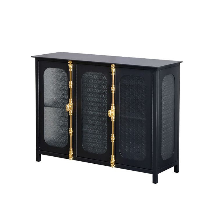 Glam Curio Cabinet Glass Doors Metal Buffet Cabinet with Doors for Living Room