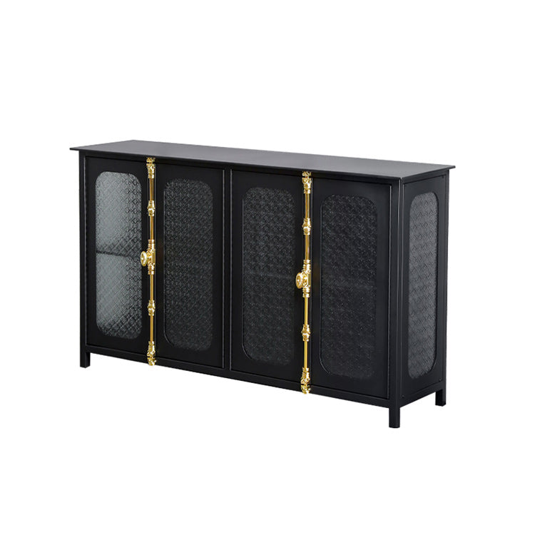 Glam Curio Cabinet Glass Doors Metal Buffet Cabinet with Doors for Living Room