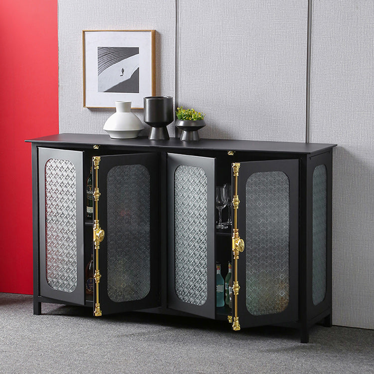 Glam Curio Cabinet Glass Doors Metal Buffet Cabinet with Doors for Living Room