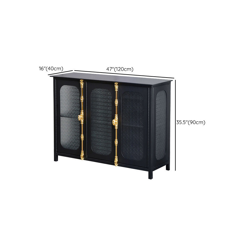 Glam Curio Cabinet Glass Doors Metal Buffet Cabinet with Doors for Living Room