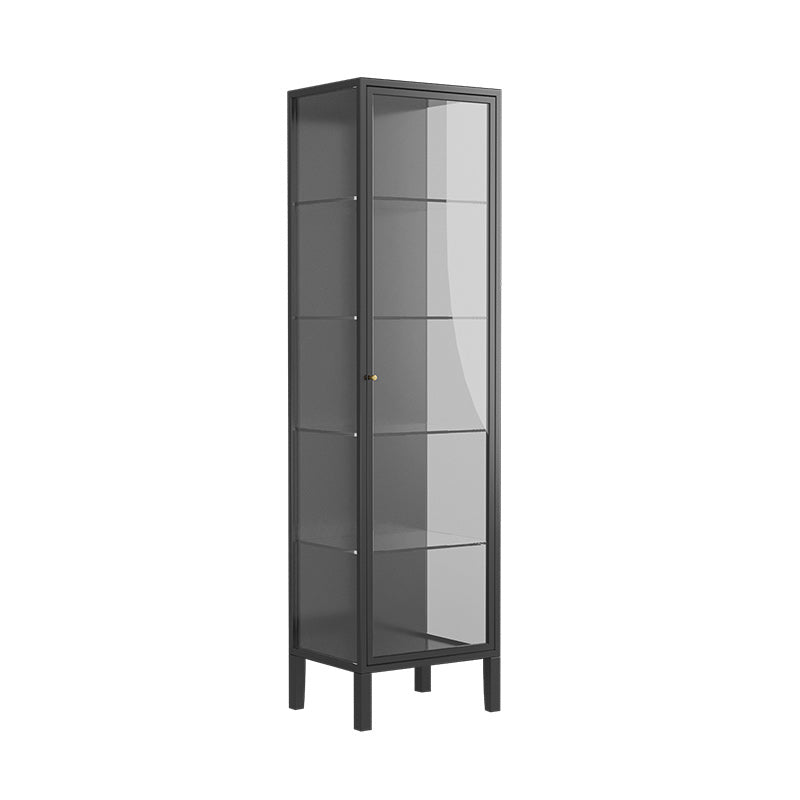 Modern Curio Cabinet Metal Glass Doors Buffet Cabinet with Doors