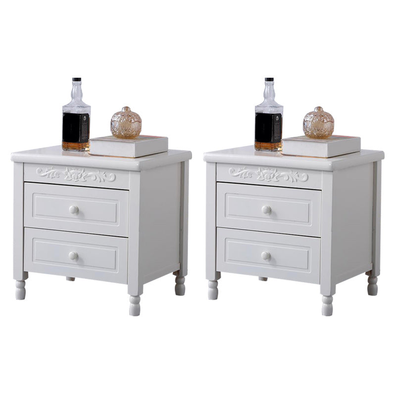 Contemporary Nightstand Solid Wood Accent Table Nightstand with Drawers