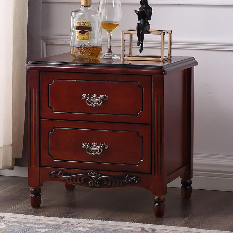 Contemporary Nightstand Solid Wood Accent Table Nightstand with Drawers