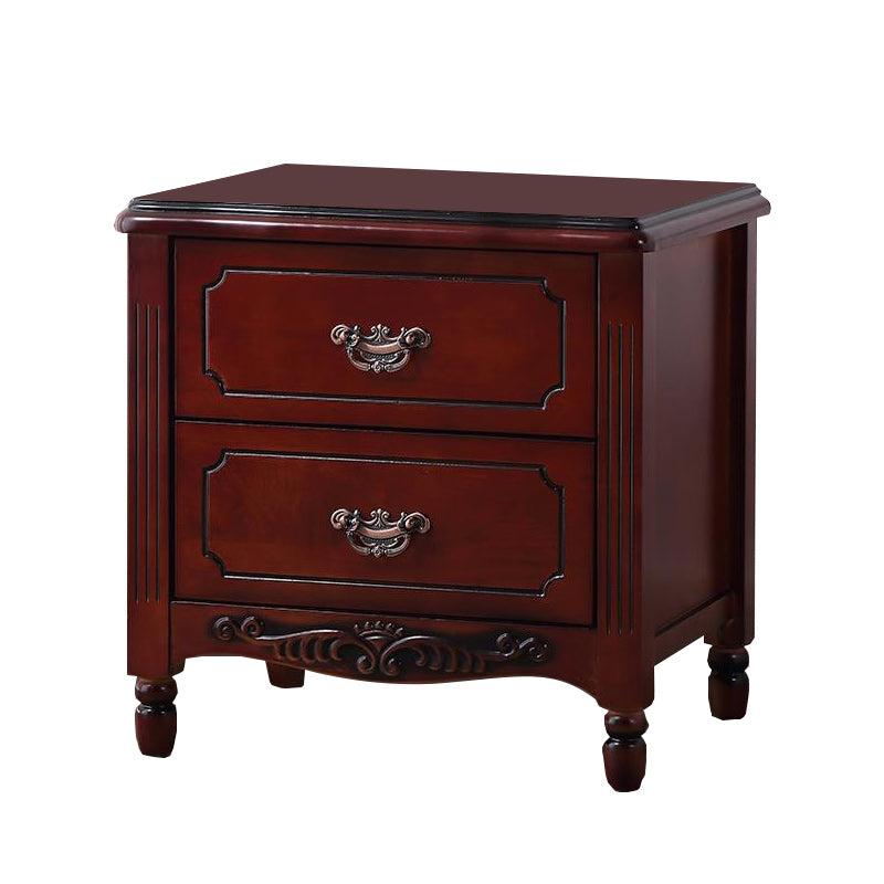 Contemporary Nightstand Solid Wood Accent Table Nightstand with Drawers