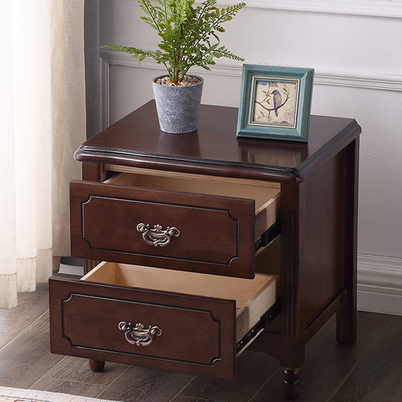 Contemporary Nightstand Solid Wood Accent Table Nightstand with Drawers