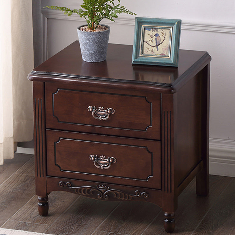 Contemporary Nightstand Solid Wood Accent Table Nightstand with Drawers