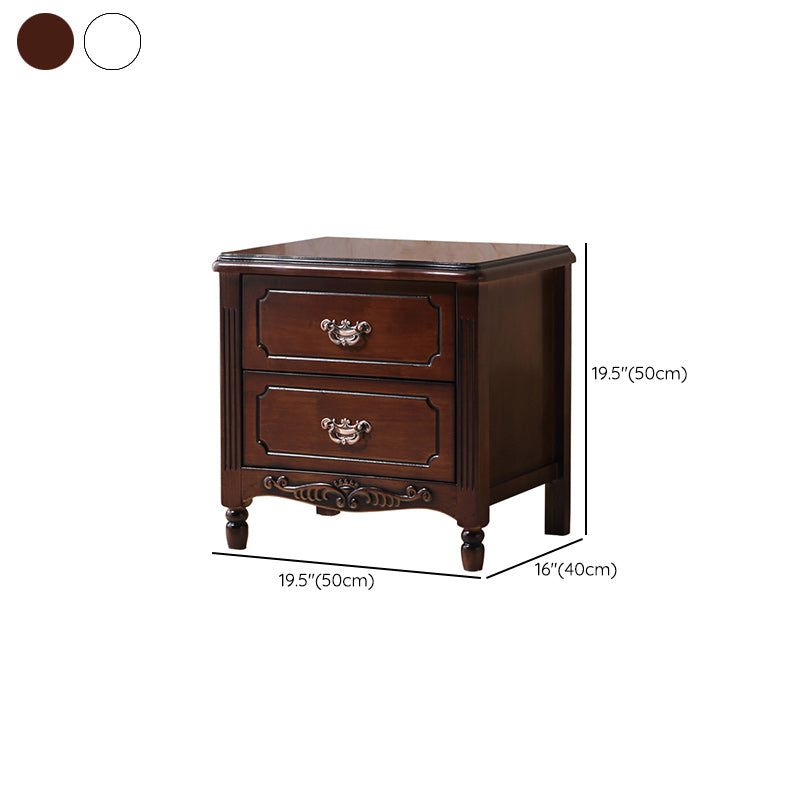 Contemporary Nightstand Solid Wood Accent Table Nightstand with Drawers