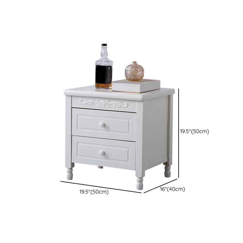 Contemporary Nightstand Solid Wood Accent Table Nightstand with Drawers