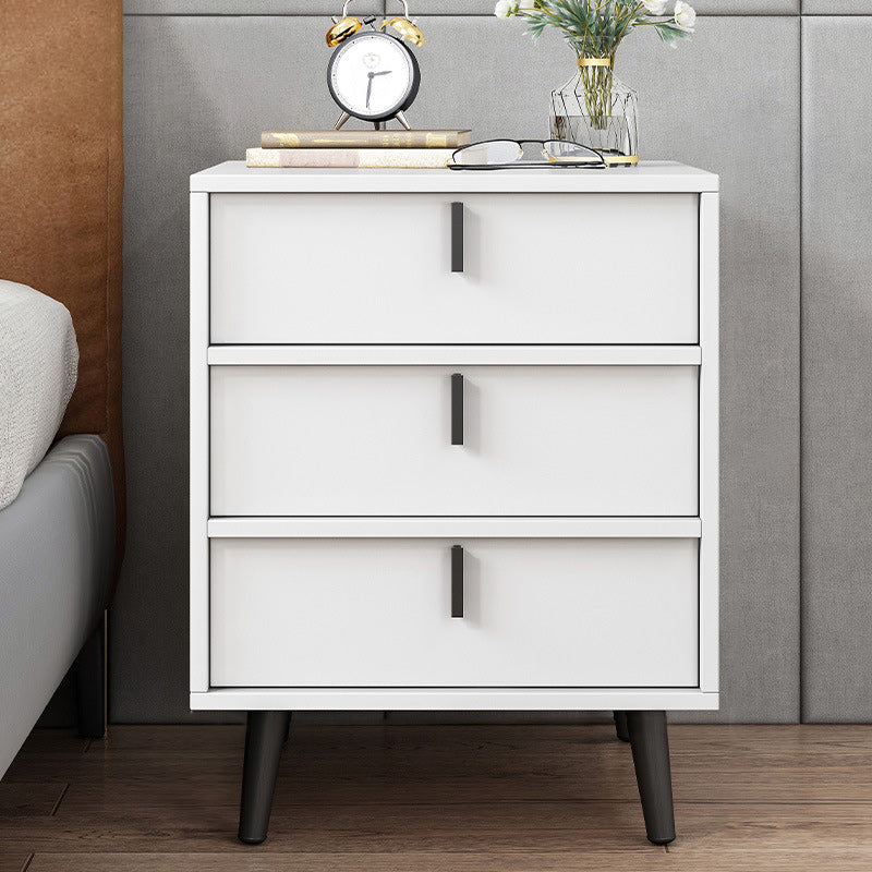 Contemporary Nightstand Faux Wood Bedside Cabinet for Bedroom