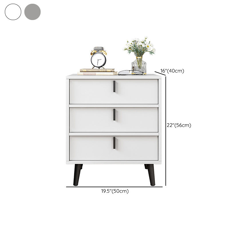 Contemporary Nightstand Faux Wood Bedside Cabinet for Bedroom