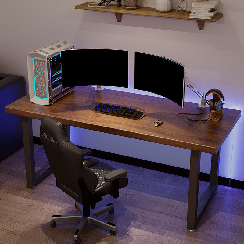 Industrial Wooden Computer Desk Rectangular Office Desk with Metal Legs