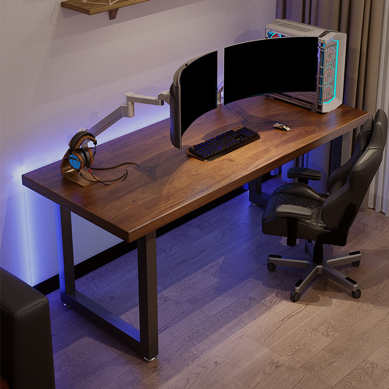 Industrial Wooden Computer Desk Rectangular Office Desk with Metal Legs