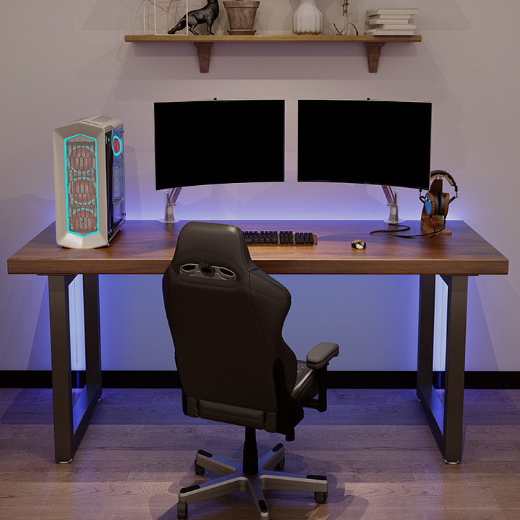 Industrial Wooden Computer Desk Rectangular Office Desk with Metal Legs