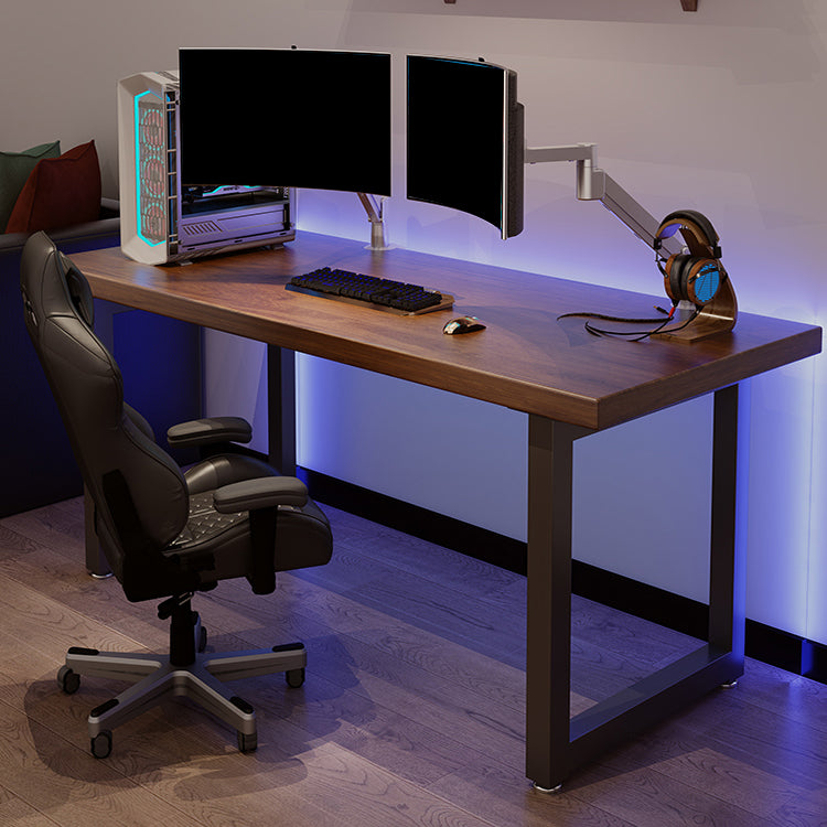 Industrial Wooden Computer Desk Rectangular Office Desk with Metal Legs