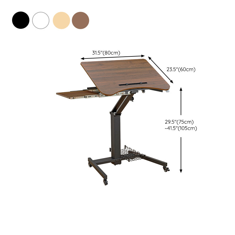 Contemporary Pedestal Writing Desk Folding Office Desk with Metal Legs