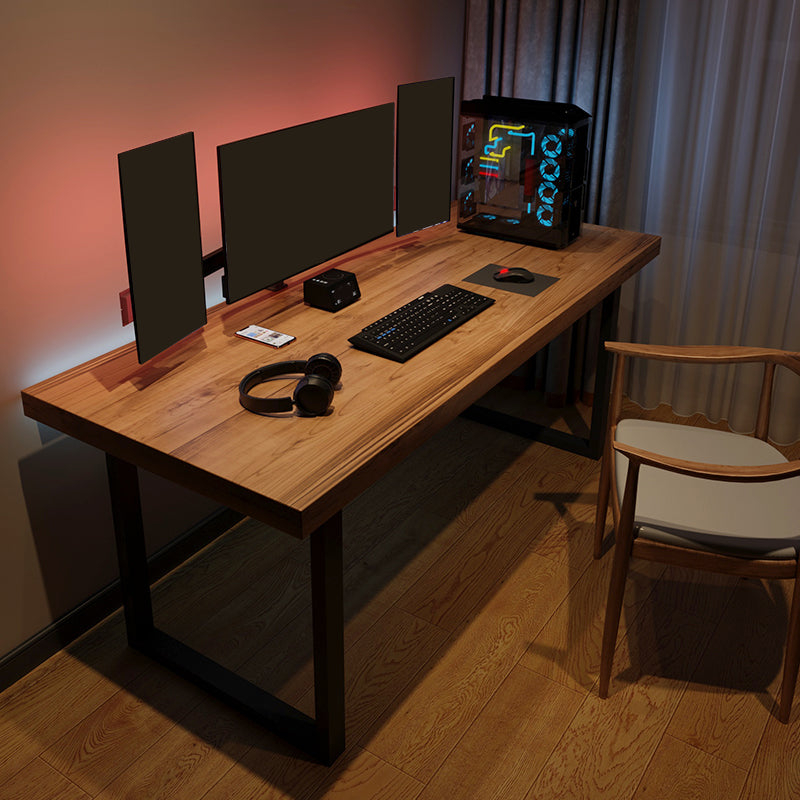 Industrial Wood Computer Desk Rectangular Office Desk with Metal Legs