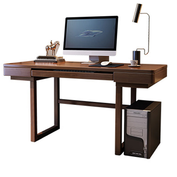 Contemporary Gaming Desk Antique Finish Computer Desk with 2 Storage Drawers