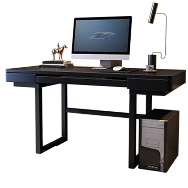 Contemporary Gaming Desk Antique Finish Computer Desk with 2 Storage Drawers