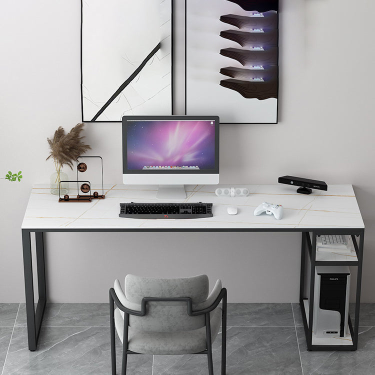 29.5" H Industrial Office Desk Antique Finish Computer Desk with Metal Legs