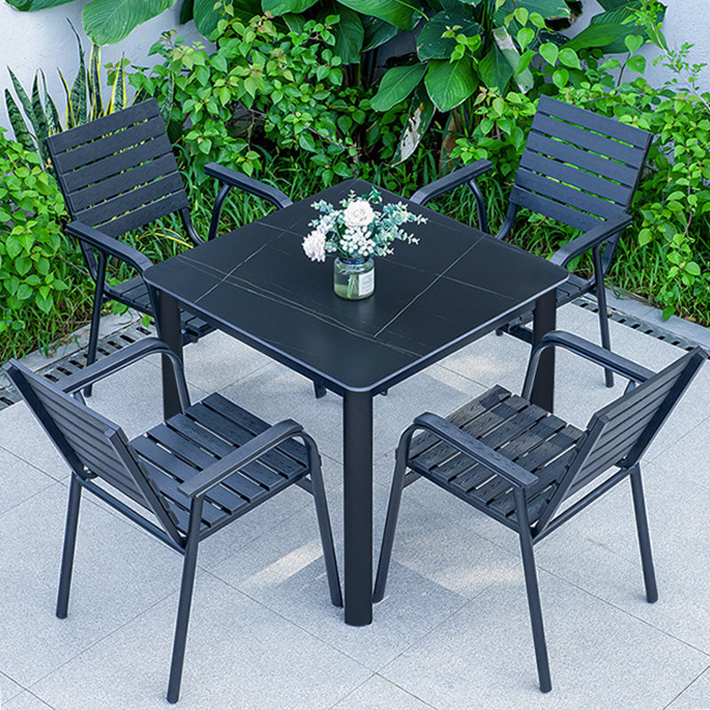 Metal and Slate Patio Table Industrial Wind Room Outdoor Patio Dining Table