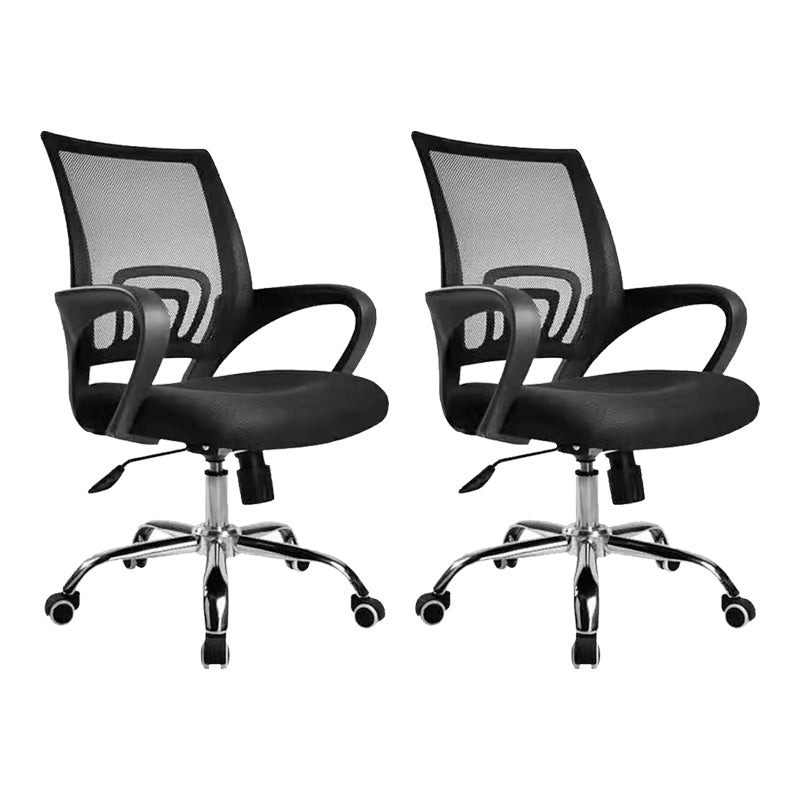 Modern Desk Chair in Black Mesh Ergonomic Computer Chair Mid-Back Chair with Wheels