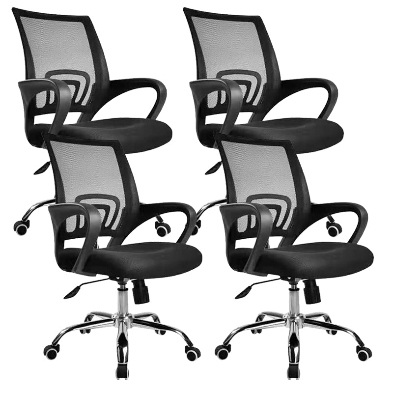 Modern Desk Chair in Black Mesh Ergonomic Computer Chair Mid-Back Chair with Wheels