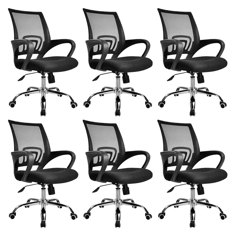 Modern Desk Chair in Black Mesh Ergonomic Computer Chair Mid-Back Chair with Wheels