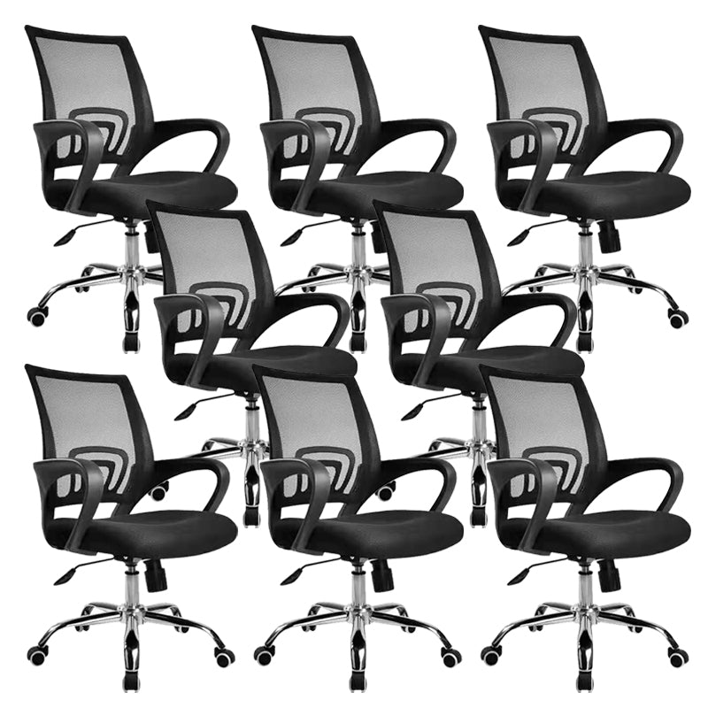 Modern Desk Chair in Black Mesh Ergonomic Computer Chair Mid-Back Chair with Wheels