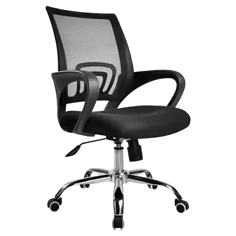 Modern Desk Chair in Black Mesh Ergonomic Computer Chair Mid-Back Chair with Wheels