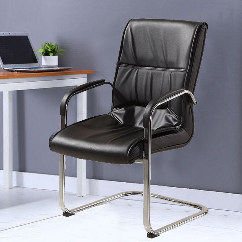 Modern Office Chair No Wheels No Distressing Fixed Arms Upholstered Desk Chair