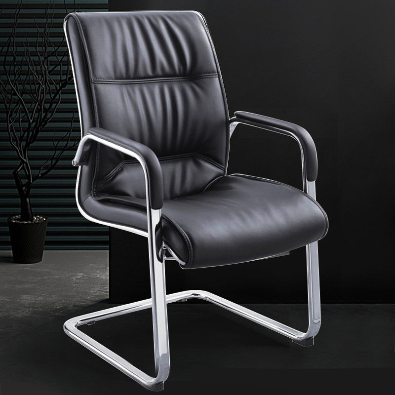 Modern Office Chair No Wheels No Distressing Fixed Arms Upholstered Desk Chair