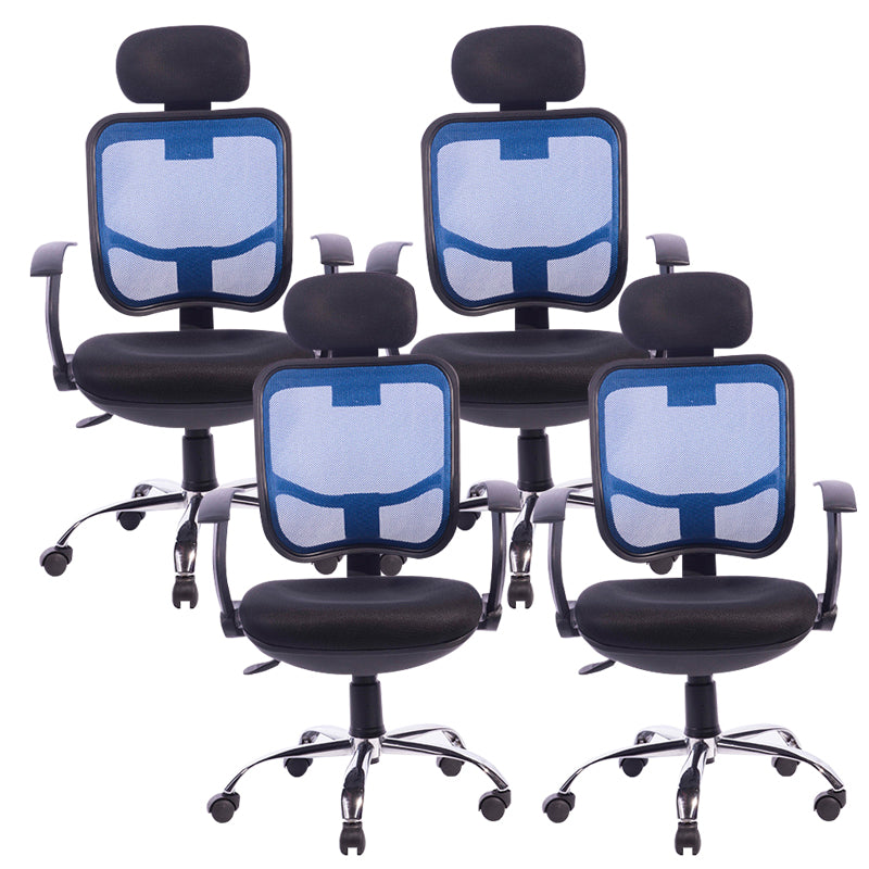 Modern Desk Chair Mesh Computer Chair High-Back Chair with Wheels and Pillow