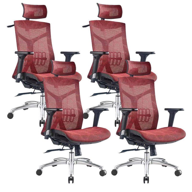 Modern Desk Chair Mesh Computer Chair in Red/Black/Gray High-Back Chair with Wheels