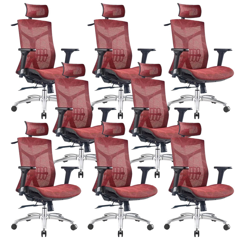 Modern Desk Chair Mesh Computer Chair in Red/Black/Gray High-Back Chair with Wheels