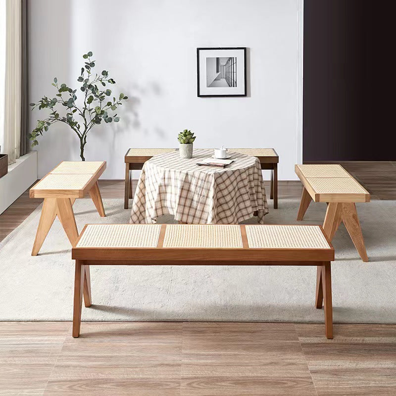 14.82-inch Width Solid Wood Bench Tropical Rectangle Seating Bench