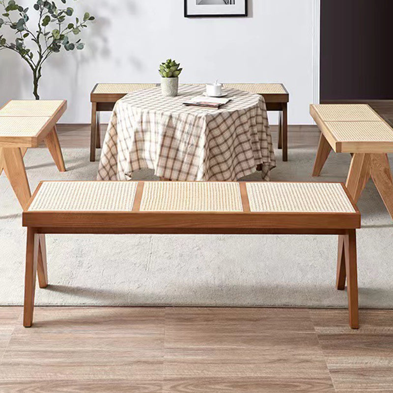 14.82-inch Width Solid Wood Bench Tropical Rectangle Seating Bench