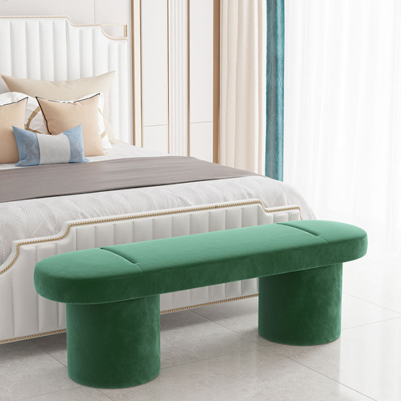 Contemporary Upholstered Bench Oval 17.7" Height Bedroom Bench with Legs