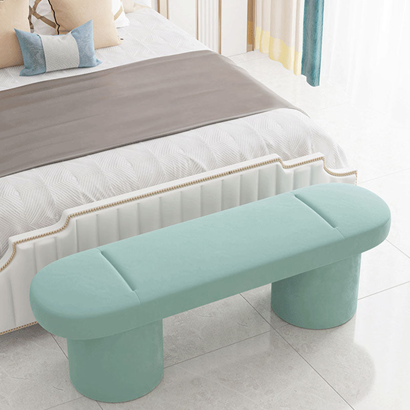 Contemporary Upholstered Bench Oval 17.7" Height Bedroom Bench with Legs