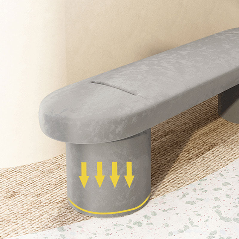 Contemporary Upholstered Bench Oval 17.7" Height Bedroom Bench with Legs