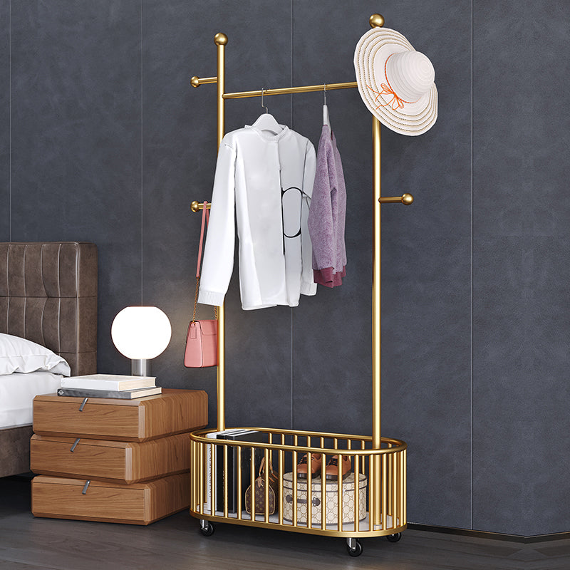 Modern Metal Coat Rack Classic Plain Coat Hanger with Castors