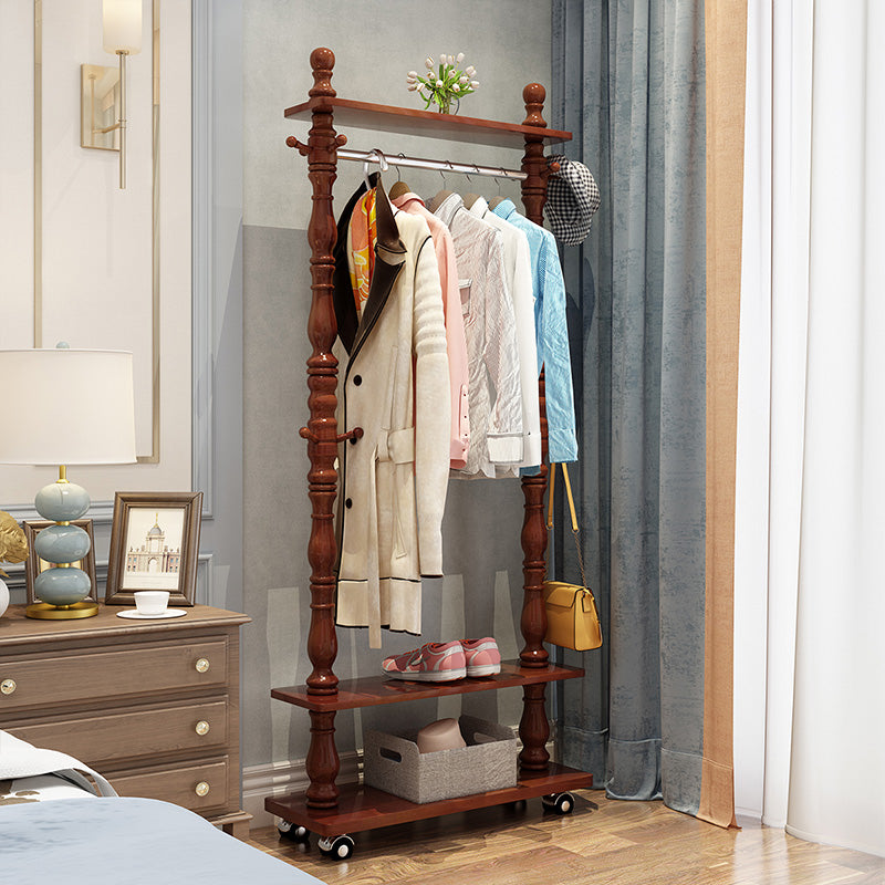 Contemporary Style Coat Hanger Solid Rubberwood Coat Rack for Bedroom