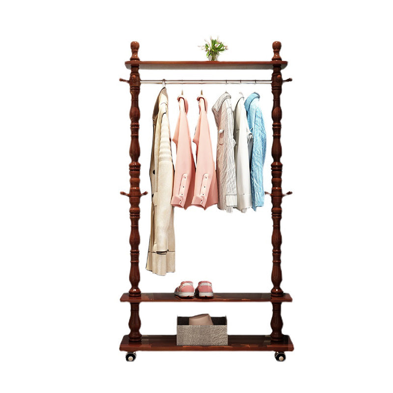 Contemporary Style Coat Hanger Solid Rubberwood Coat Rack for Bedroom