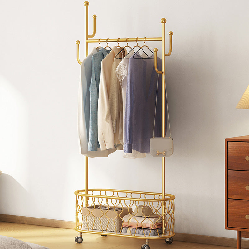 Modern Coat Hanger Free Standing Metallic Coat Rack for Living Room