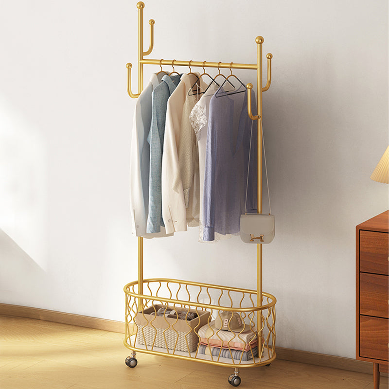 Modern Coat Hanger Free Standing Metallic Coat Rack for Living Room