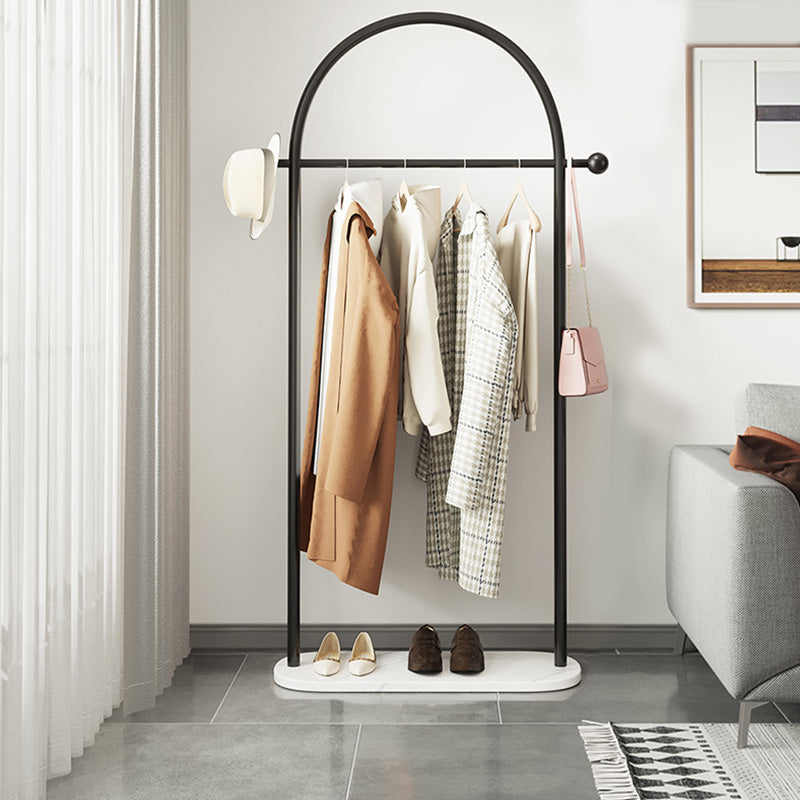 Modern Coat Rack Metal Framed Hanging Rail 2 Hooks Hall Stand