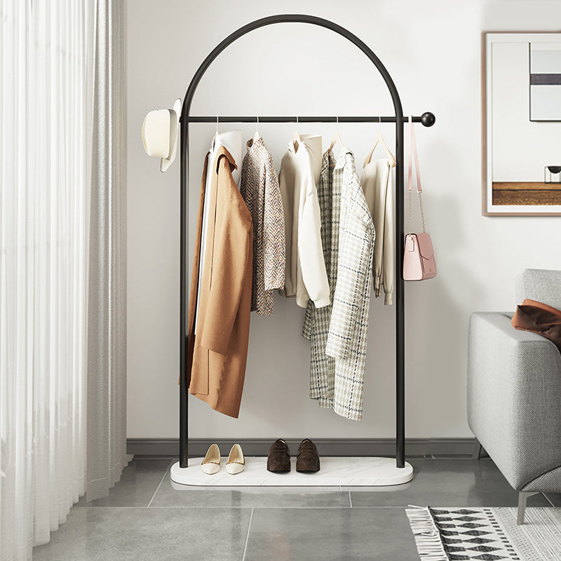 Modern Coat Rack Metal Framed Hanging Rail 2 Hooks Hall Stand