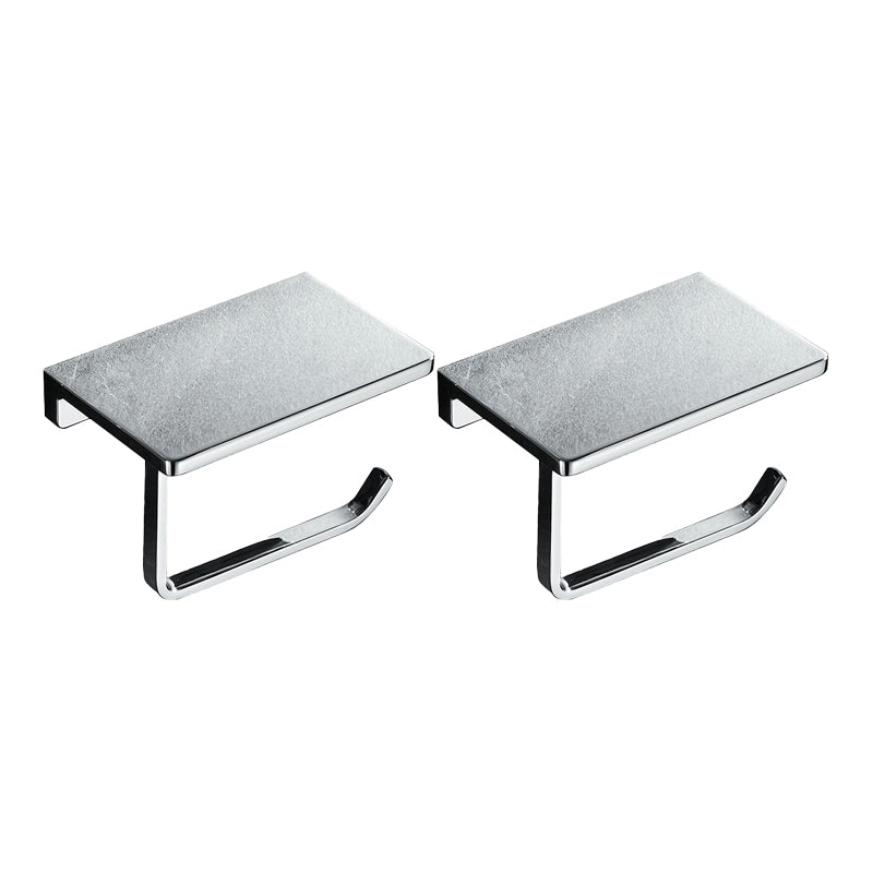 Contemporary 2-Piece Bathroom Set in Stainless Steel Polished Chrome Paper Holder