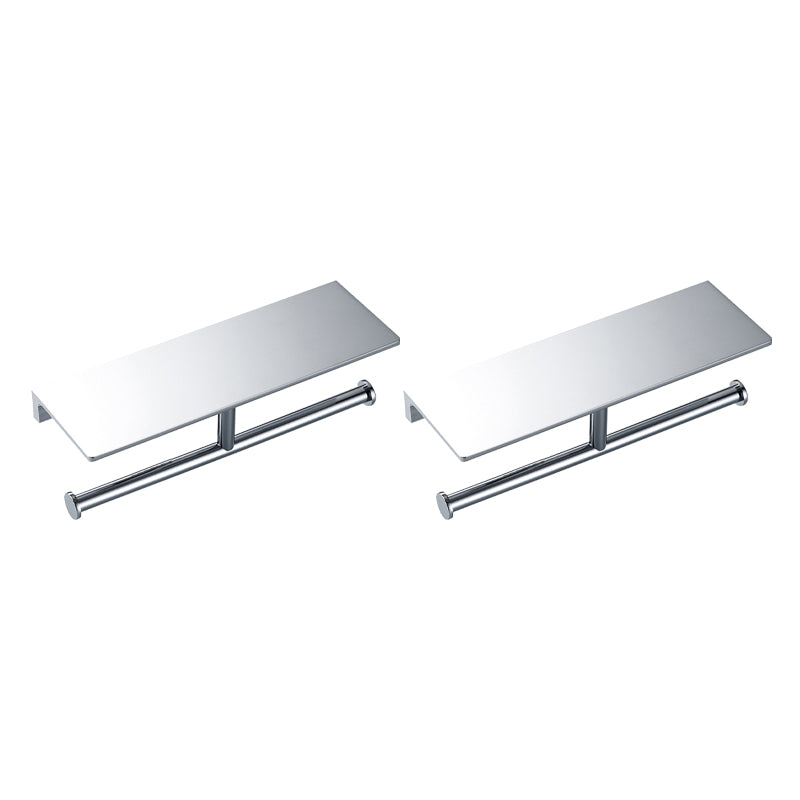 Contemporary 2-Piece Bathroom Set in Stainless Steel Polished Chrome Paper Holder